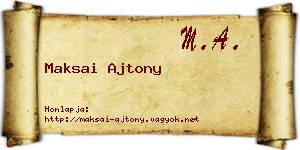 Maksai Ajtony névjegykártya